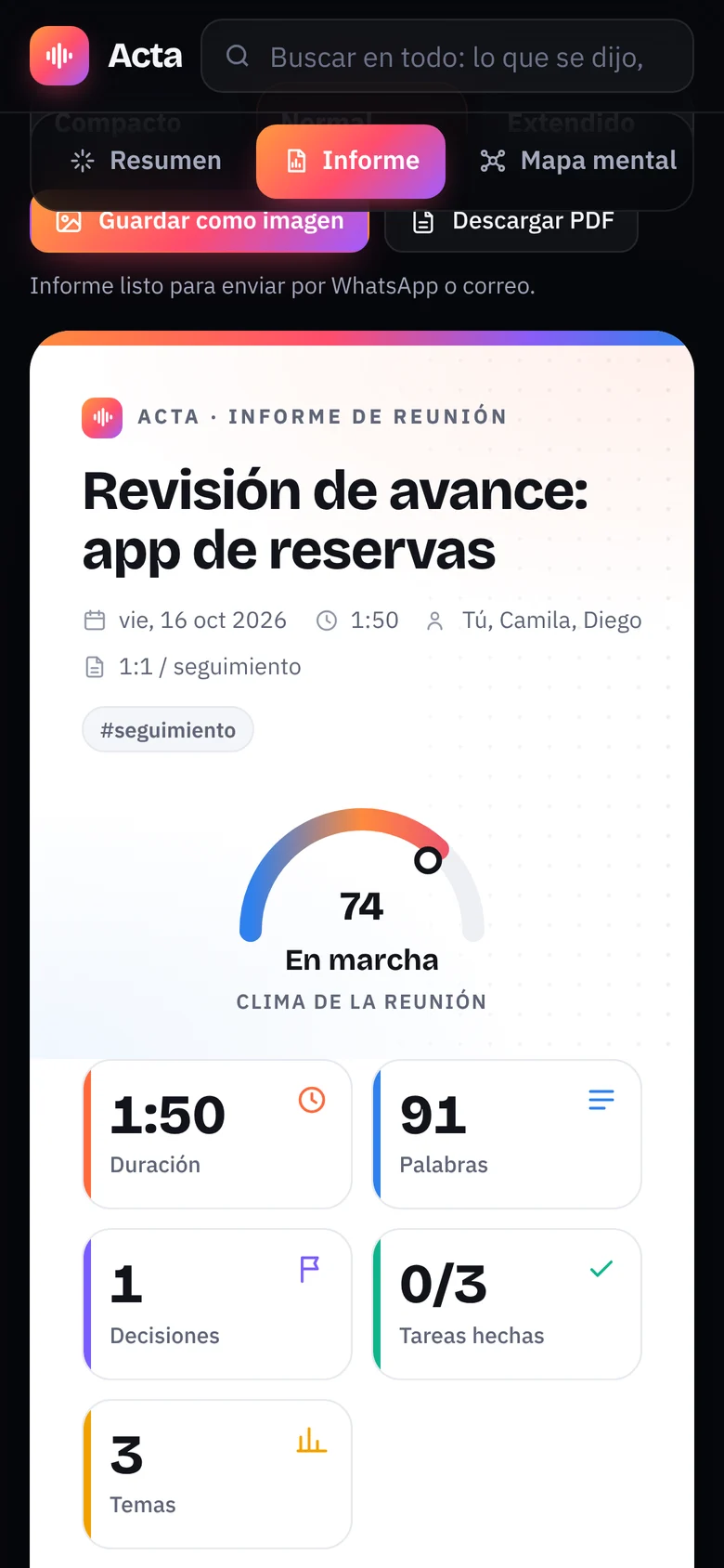 Informe visual de la reunión